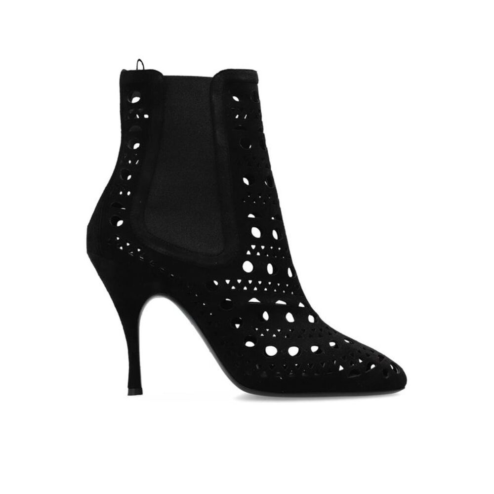Alaia Women Alaรฏa Black Suede Heel Ankle Boots